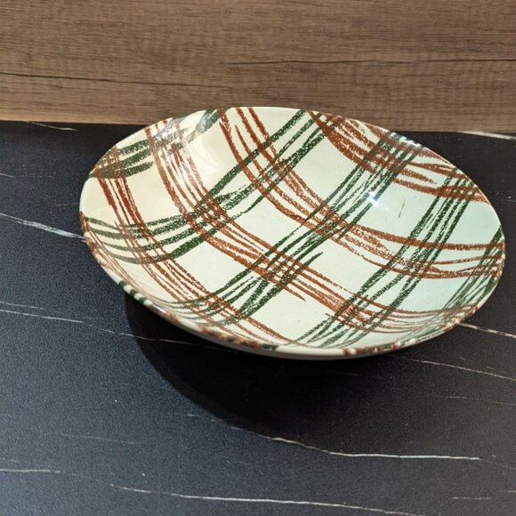 The Oxford USA Annie Laurie Underglaze 8-Inch Plaid Ceramic Serving Bowl Vintage - Picture 3 of 7